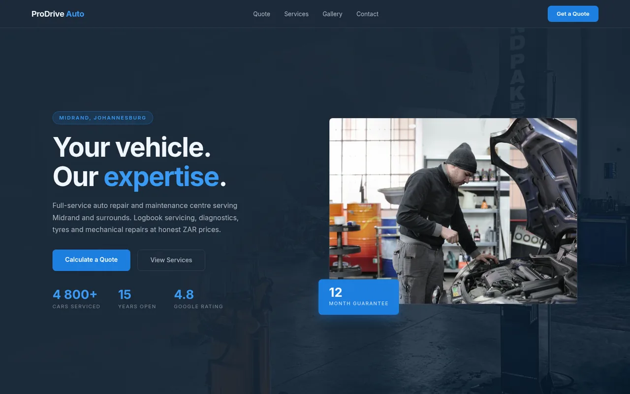 Auto Workshop: modern navy direction